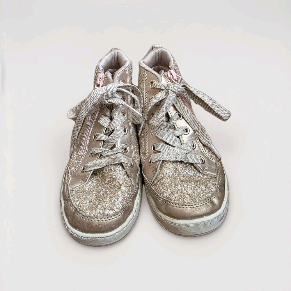 Sketchers Shoutouts Glitter Queen Sneaker Girls Size 2 Glam Sparkle Gold Pink - Picture 2 of 10